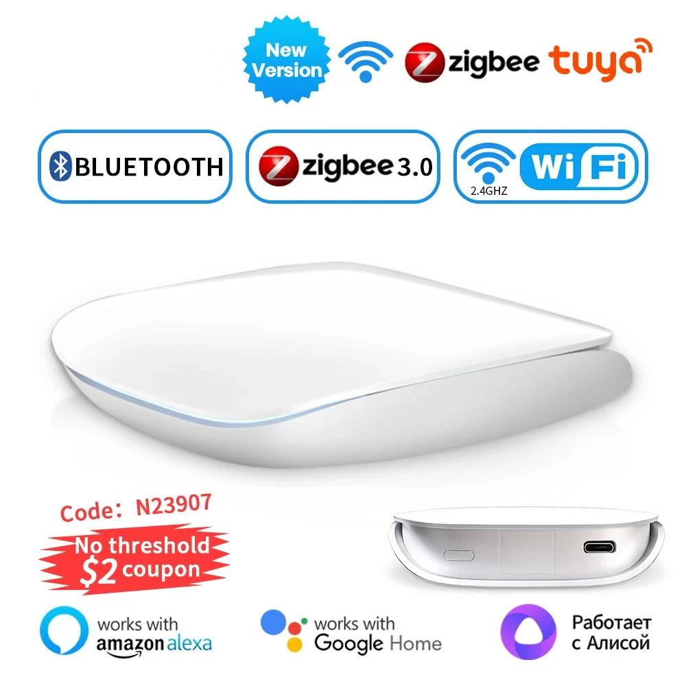 Tuya ZigBee3.0/BLE Smart Gateway Hub Многомодельный умный домашний мост Беспроводной пульт дистанционного управления Работает с Alexa Google Home
Tuya ZigBee3.0/BLE Smart Gateway Hub Многомодельный умный домашний мост Беспроводной пульт дистанционного управления Работает с Alexa Google Home