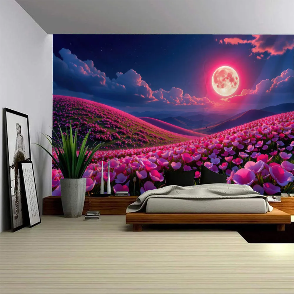 Natural Night Scene Tapestry Dreamy Forest Flowers Moon Background Wall Hanging Living Room Bedroom Office Home Decoration
Natural Night Scene Tapestry Dreamy Forest Flowers Moon Background Wall Hanging Living Room Bedroom Office Home Decoration