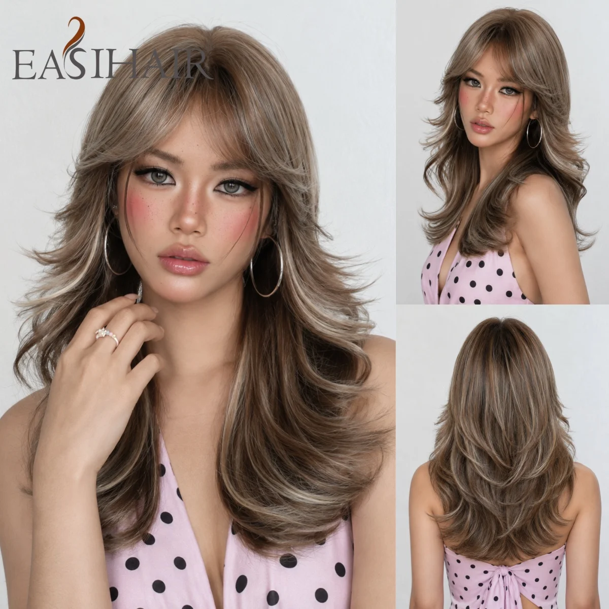 Easihair Brown to Blonde Ombre Long Wavy Wig With Bangs Heat Resistant Synthetic Hair Natural Looking Wigs for Women Daily Party
Easihair Brown to Blonde Ombre Long Wavy Wig With Bangs Heat Resistant Synthetic Hair Natural Looking Wigs for Women Daily Party