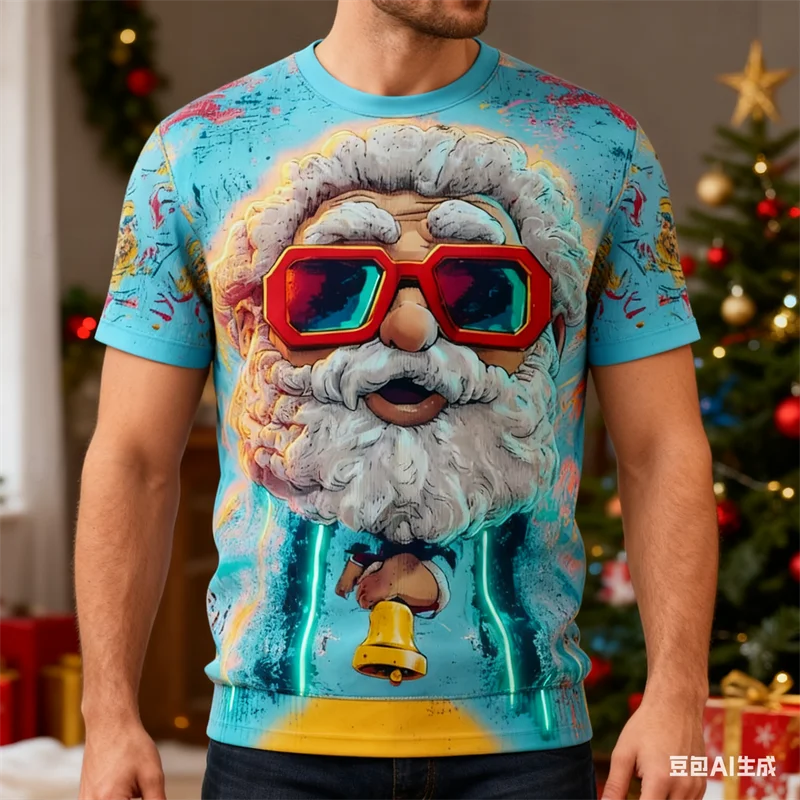Cute Santa Claus Pattern Men's Clothing Funny Christmas Elements Round Neck T-shirt For Men Leisure Fashion Cartoon Style Tops
Cute Santa Claus Pattern Men's Clothing Funny Christmas Elements Round Neck T-shirt For Men Leisure Fashion Cartoon Style Tops
