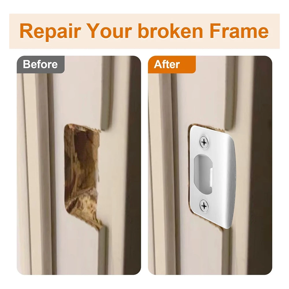 4 Pack Door Latch Strike Plate-Stainless Steel Door Lock Strike Plate Repair Kits-Door Latch Restorer Reinforcement-B61B
4 Pack Door Latch Strike Plate-Stainless Steel Door Lock Strike Plate Repair Kits-Door Latch Restorer Reinforcement-B61B