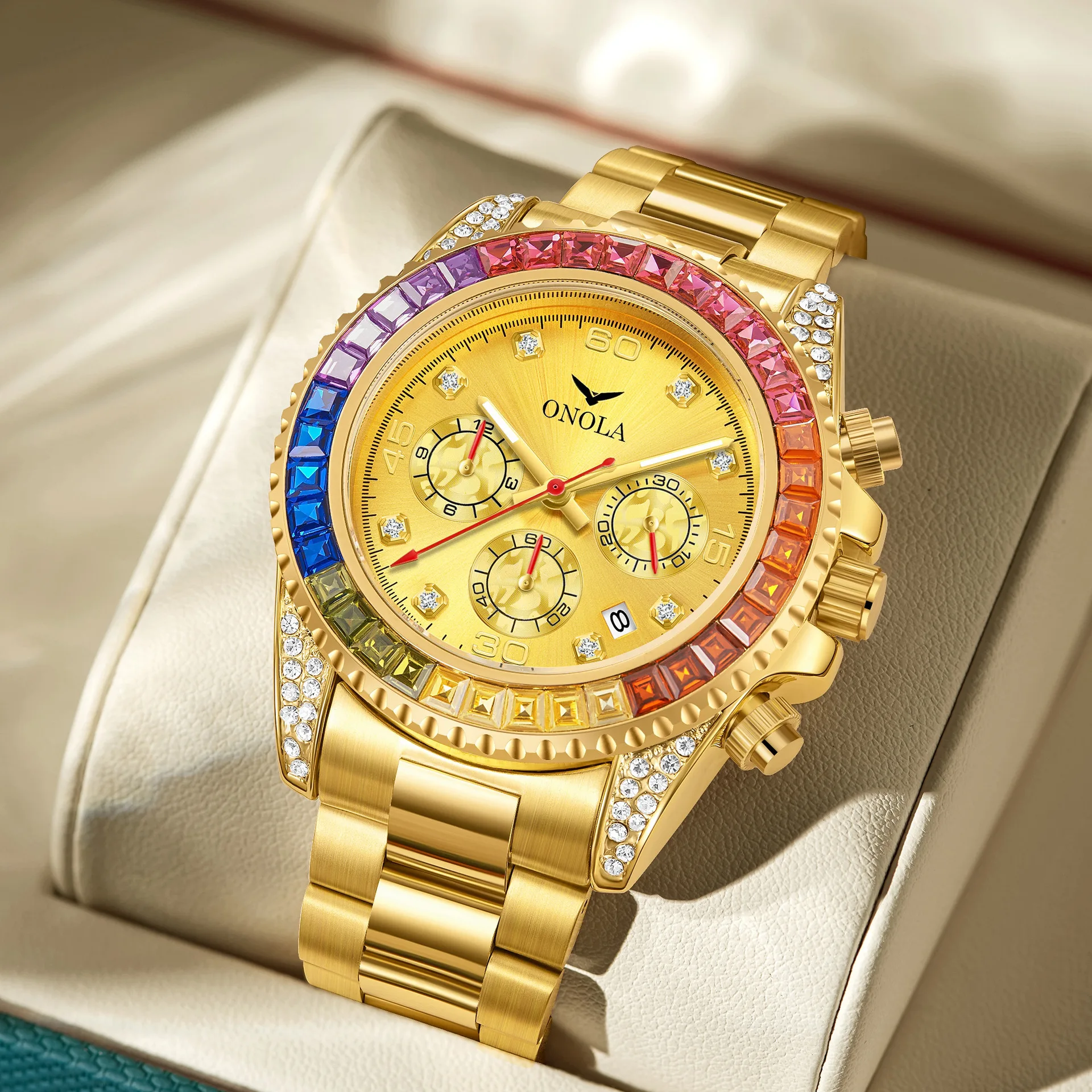 Fashion Casual Business Men's Watch Rainbow Di Waterproof Solid Core Stainless Steel Strap Quartz Watch Men's Luxury Watch
Fashion Casual Business Men's Watch Rainbow Di Waterproof Solid Core Stainless Steel Strap Quartz Watch Men's Luxury Watch