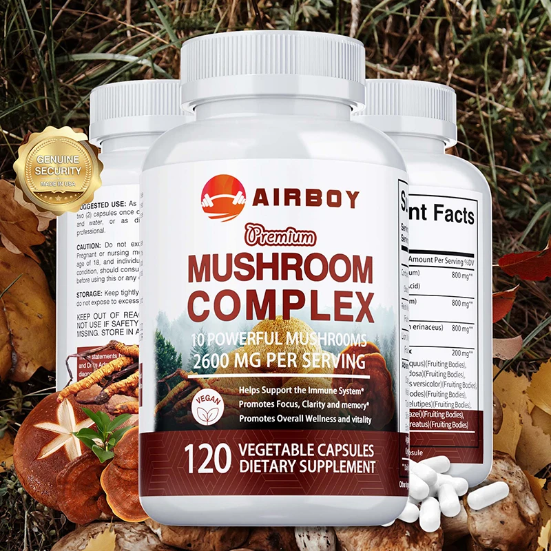 Mushroom Complex Capsules - Supports Brain and Heart Health, Improves Concentration, Clarity of Thinking, and Memory
Mushroom Complex Capsules - Supports Brain and Heart Health, Improves Concentration, Clarity of Thinking, and Memory