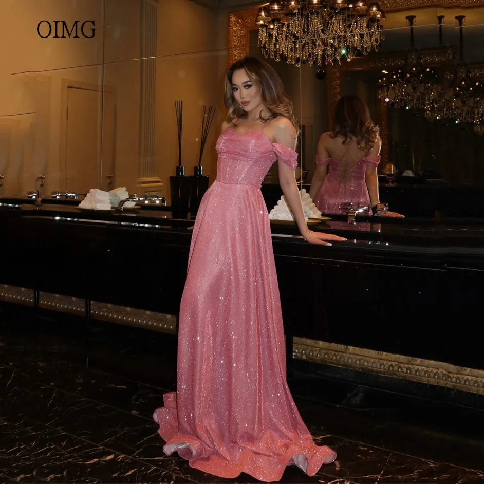 OIMG Glitter Peach Pink A Line Prom Gowns Off The Shoulder Party Gown Floor Length Evening Dress vestidos de festa Customized
OIMG Glitter Peach Pink A Line Prom Gowns Off The Shoulder Party Gown Floor Length Evening Dress vestidos de festa Customized