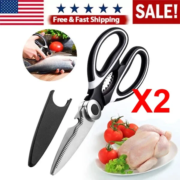 2 Stainless Steel Kitchen Shears Heavy Duty Scissors for Meat Fish Chicken Bones
2 Stainless Steel Kitchen Shears Heavy Duty Scissors for Meat Fish Chicken Bones