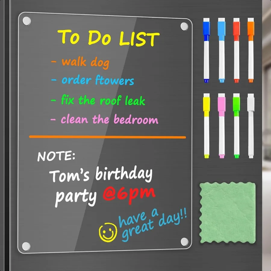 Clear Acrylic Magnetic Whiteboard for Fridge 1 Pack 9.5x12 Dry Erase Board Blank Memo to Do Shopping Grocery List Meal Chore C 
Clear Acrylic Magnetic Whiteboard for Fridge 1 Pack 9.5x12 Dry Erase Board Blank Memo to Do Shopping Grocery List Meal Chore C