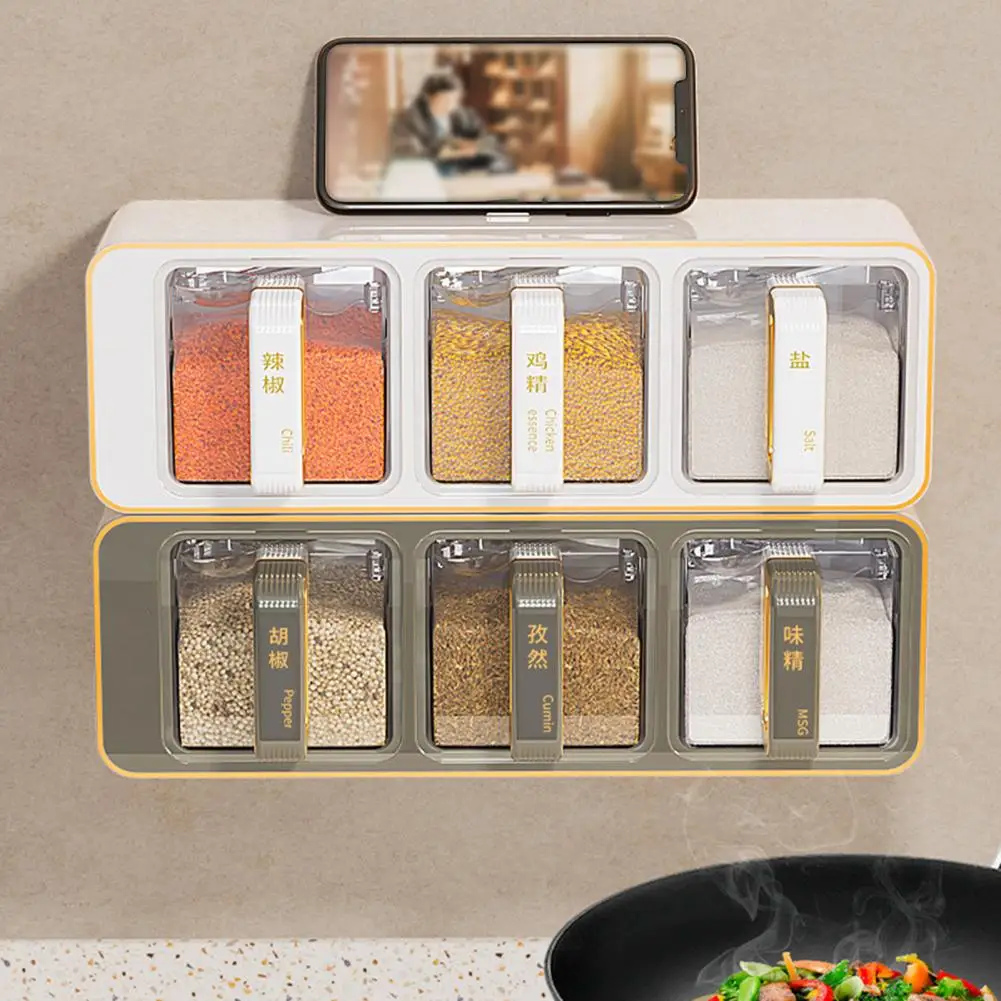 Seasoning Box Anti-caking Freshness Container Space-saving Spice Organizer Wall Mounted Storage Spice Jar for Kitchen
Seasoning Box Anti-caking Freshness Container Space-saving Spice Organizer Wall Mounted Storage Spice Jar for Kitchen