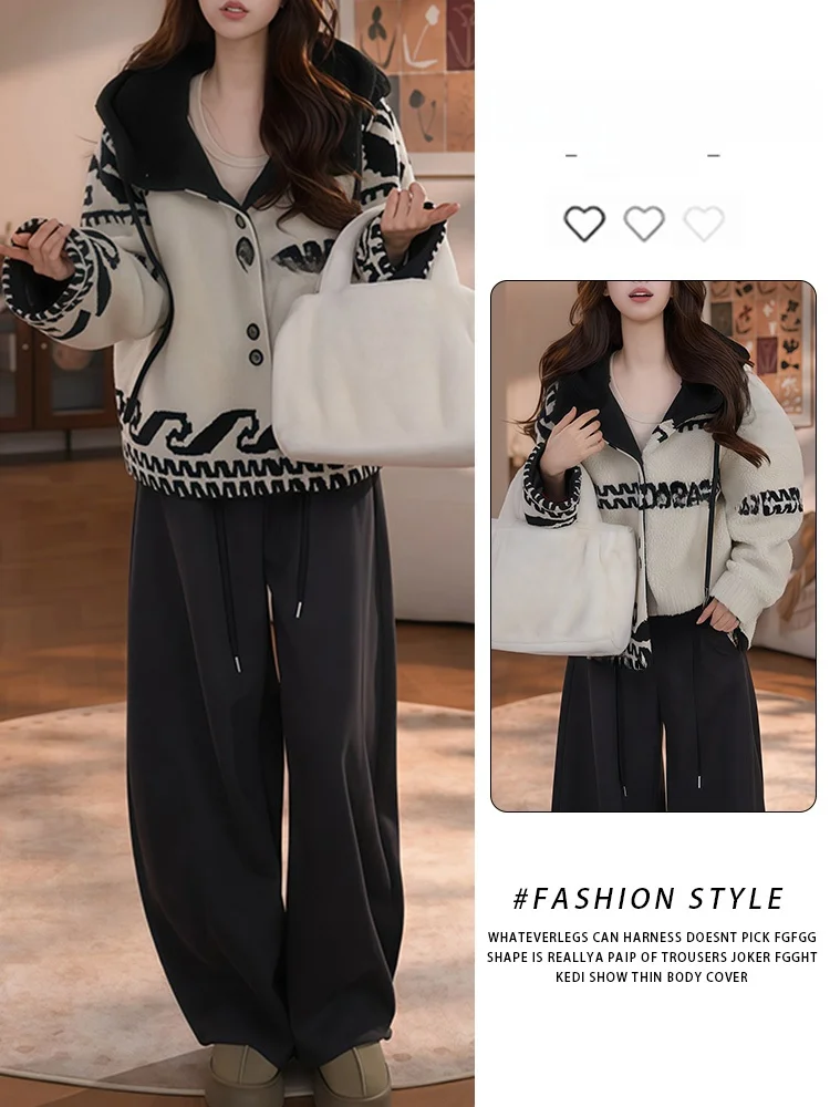 Faionable Color Blo Set Women's Winter New Loose Hooded Cotton Jaet Casual Wide Leg Pants Retro Sle Dstring Hem Zi...
Faionable Color Blo Set Women's Winter New Loose Hooded Cotton Jaet Casual Wide Leg Pants Retro Sle Dstring Hem Zi...