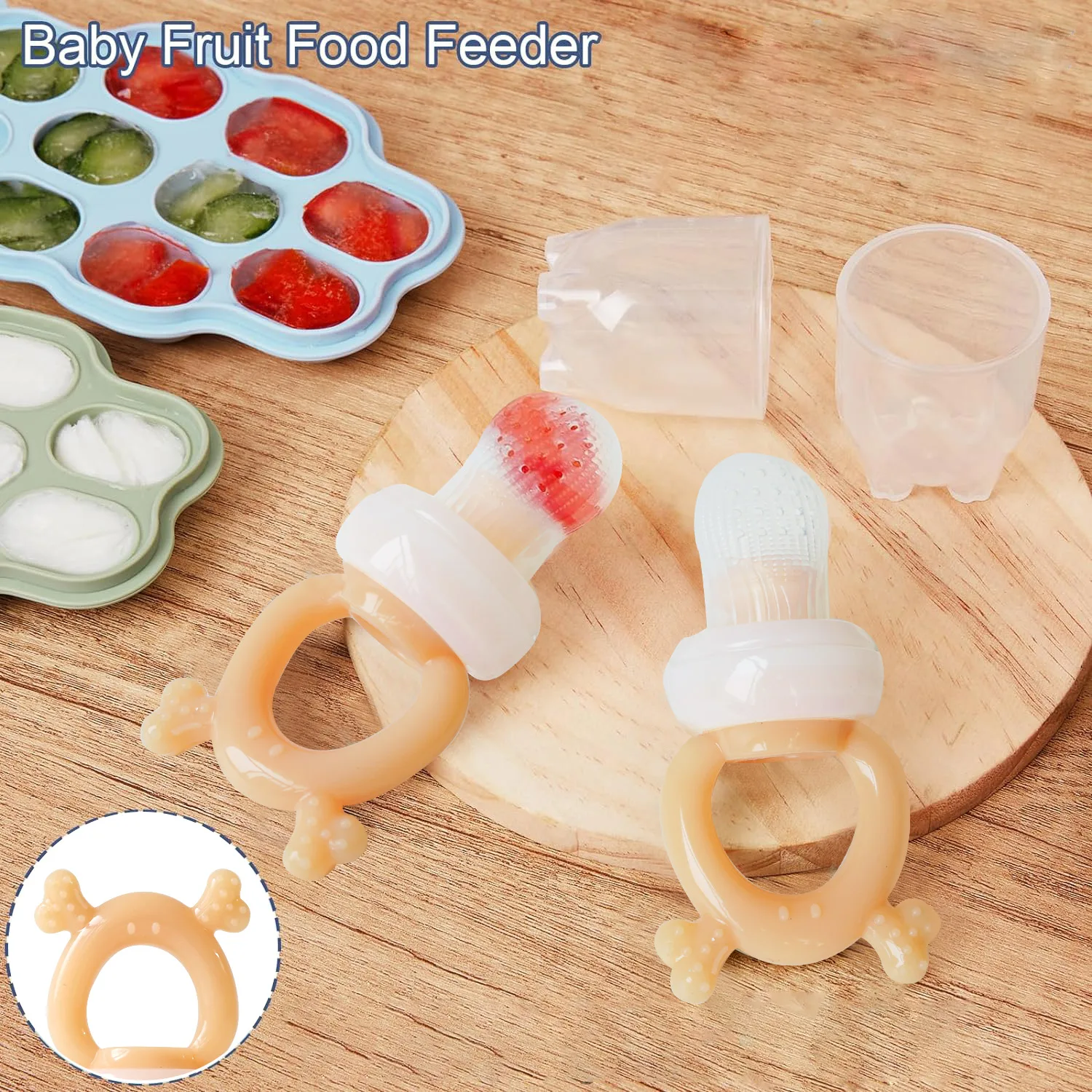 2-piece light brown silicone baby fruit food feeder, infant mesh feeding nipple, suitable for infants aged 3-24 months
2-piece light brown silicone baby fruit food feeder, infant mesh feeding nipple, suitable for infants aged 3-24 months