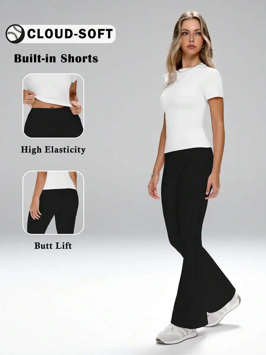 Womens 2-Piece Set: Round Neck Short Sleeve Top + High-Waisted Flare Pants, Cloud-Soft, Butt Lift, High Elasticity
Womens 2-Piece Set: Round Neck Short Sleeve Top + High-Waisted Flare Pants, Cloud-Soft, Butt Lift, High Elasticity