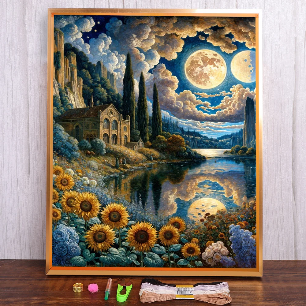 Scenery Moon Night Flower Cross Stitch Complete Kit Embroidery Knitting Needlework Painting Handiwork Stamped Design Sales
Scenery Moon Night Flower Cross Stitch Complete Kit Embroidery Knitting Needlework Painting Handiwork Stamped Design Sales