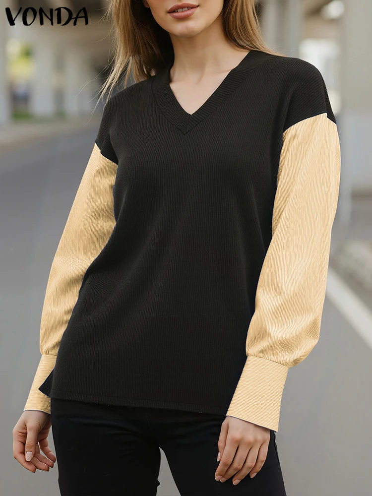 VONDA модная женская блузка 2023, осенние вязаные топы с длинными рукавами, повседневные цветные лоскутные блузки, рубашки с v-образным вырезом Mujer, большие размеры 5XL
VONDA модная женская блузка 2023, осенние вязаные топы с длинными рукавами, повседневные цветные лоскутные блузки, рубашки с v-образным вырезом Mujer, большие размеры 5XL
