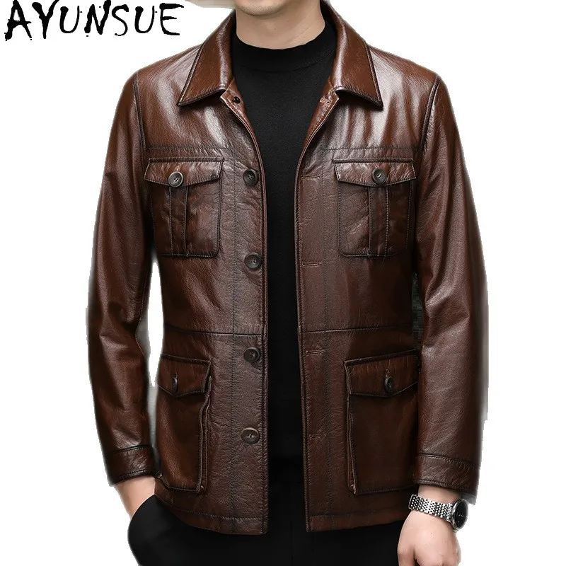 AYUNSUE Real Oil Waxed Cowhide Genuine Leather Jacket Men Clothing 2026 Fashion Casual Leather Coat High Quality Leather Jackets
AYUNSUE Real Oil Waxed Cowhide Genuine Leather Jacket Men Clothing 2026 Fashion Casual Leather Coat High Quality Leather Jackets