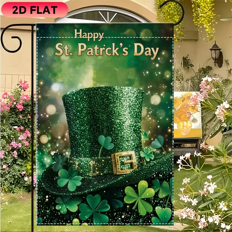 Happy St. Patrick's Day 2D Flat Garden Flag Green Glitter Leprechaun Hat Shamrock Decorative Banner for Outdoor Yard Lawn Patio Home Spring Summer Festive Party Holiday Backyard Display Decoration
Happy St. Patrick's Day 2D Flat Garden Flag Green Glitter Leprechaun Hat Shamrock Decorative Banner for Outdoor Yard Lawn Patio Home Spring Summer Festive Party Holiday Backyard Display Decoration