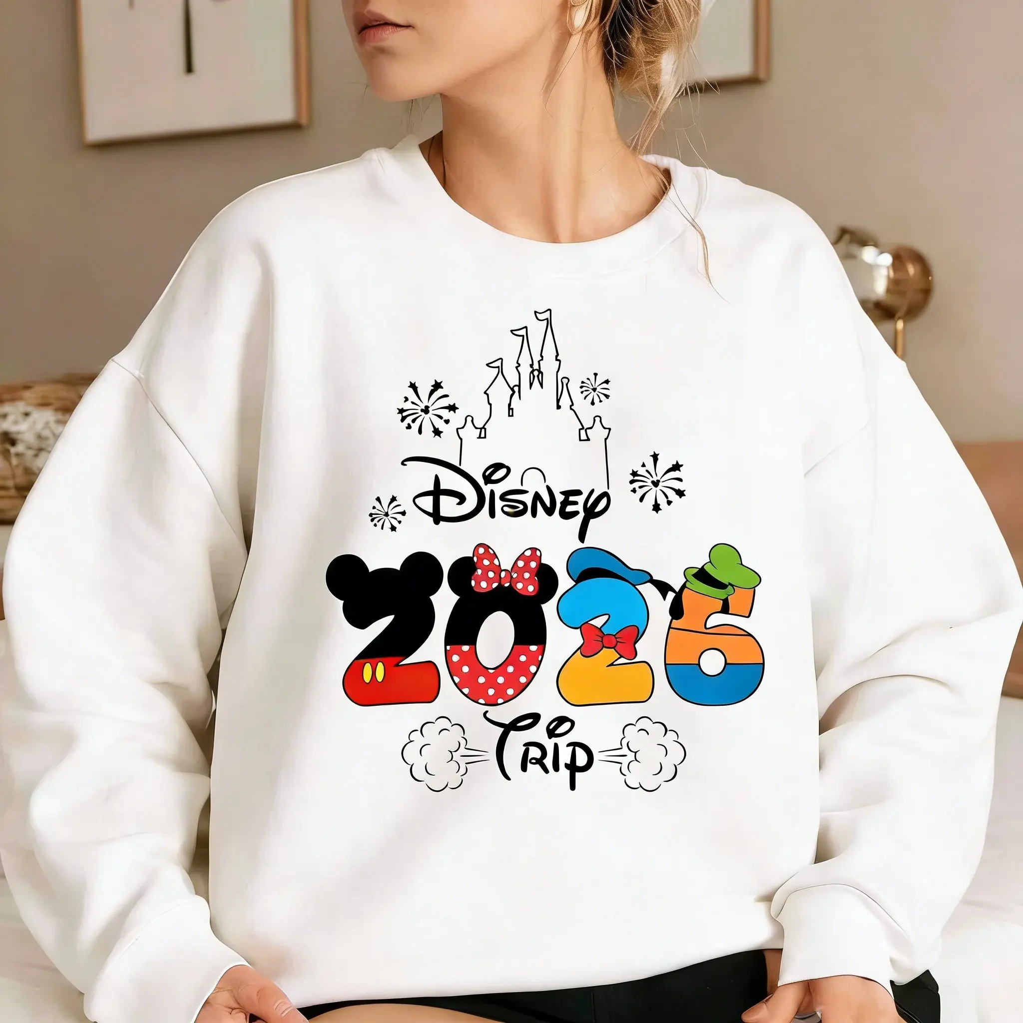 Толстовка с графическим принтом Disney 2026 Trip, женская и мужская хлопковая толстовка большого размера с принтом Микки и Минни, повседневная уличная одежда, пуловеры, топы унисекс
Толстовка с графическим принтом Disney 2026 Trip, женская и мужская хлопковая толстовка большого размера с принтом Микки и Минни, повседневная уличная одежда, пуловеры, топы унисекс