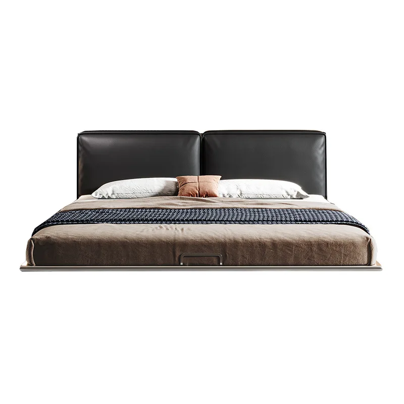 Italian minimalist leather bed, flush-edged double, master bedroom marriage bed
Italian minimalist leather bed, flush-edged double, master bedroom marriage bed