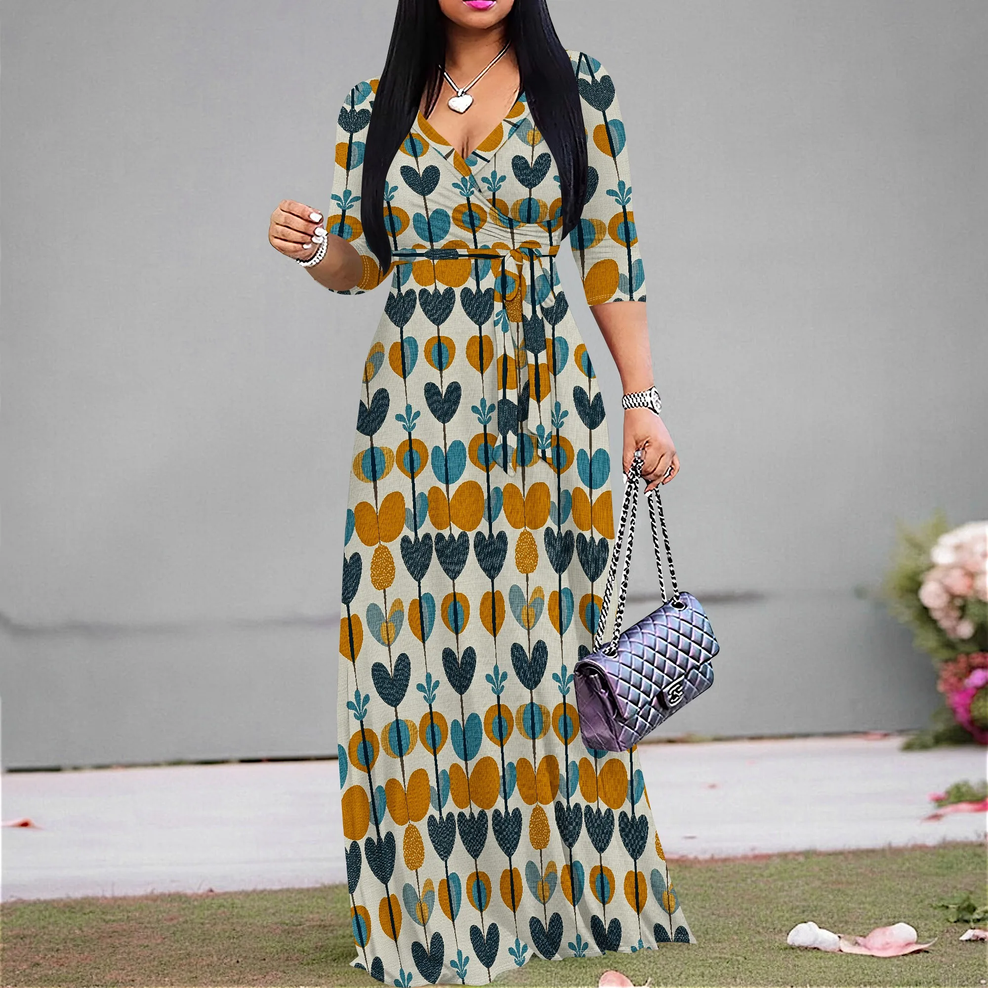 Whimsical Floral Pattern Maxi Dress S-3XL, Artistic Belted Style for Garden Parties or Thanksgiving Gatherings
Whimsical Floral Pattern Maxi Dress S-3XL, Artistic Belted Style for Garden Parties or Thanksgiving Gatherings