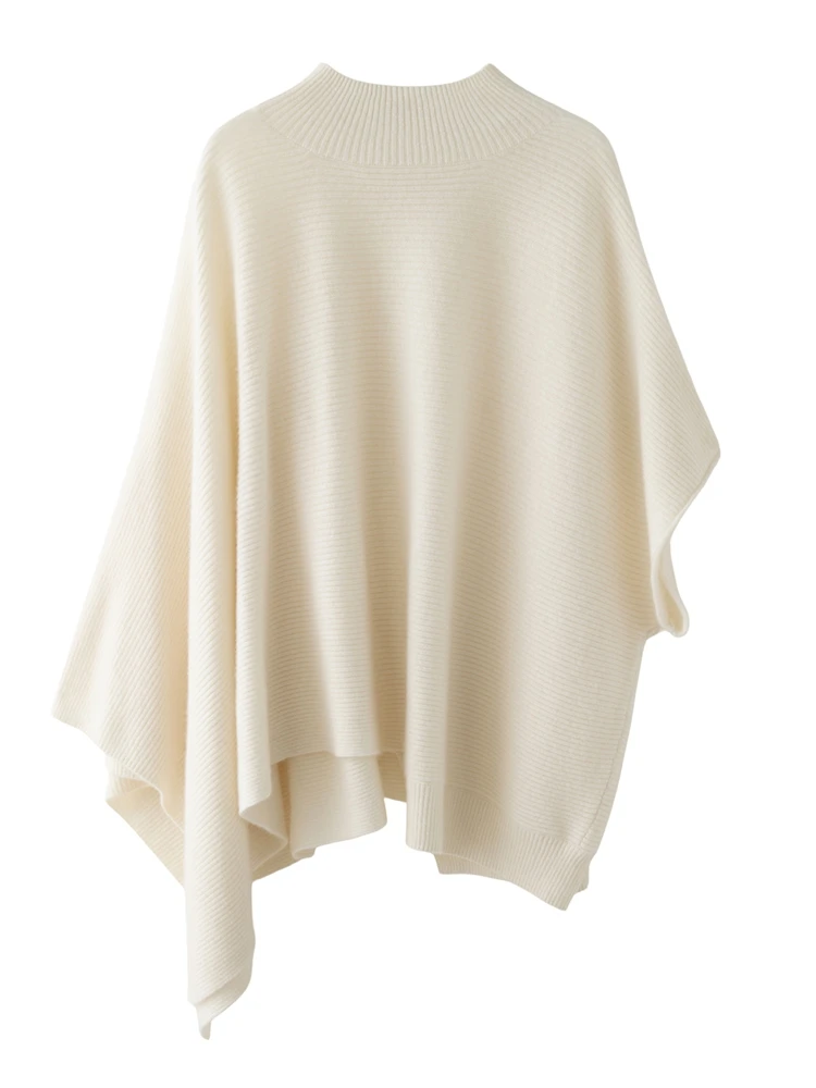 Women Mock Neck Pullover Cashmere Sweater Shawls Irregular Sleeve Autumn Winter Loose Vest Style 100% Cashmere Knitwear Popular
Women Mock Neck Pullover Cashmere Sweater Shawls Irregular Sleeve Autumn Winter Loose Vest Style 100% Cashmere Knitwear Popular