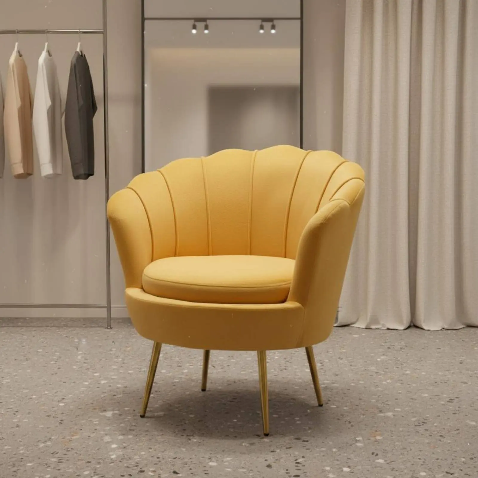 Cushiony Armchair Modern Minimalist Shell Rear Highlight Chair Scallop Shape Shaped Sofa Gold Metal Legs Living Room Furniture
Cushiony Armchair Modern Minimalist Shell Rear Highlight Chair Scallop Shape Shaped Sofa Gold Metal Legs Living Room Furniture