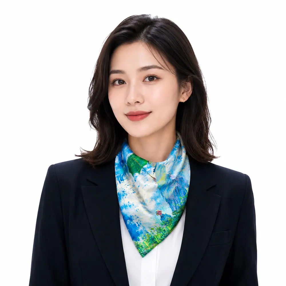 53cm 100% Real Silk Scarf Women Monet Painting Umbrella Lady Impressionist Oil Landscape Print Bandana Square Neckerchief Wrap
53cm 100% Real Silk Scarf Women Monet Painting Umbrella Lady Impressionist Oil Landscape Print Bandana Square Neckerchief Wrap