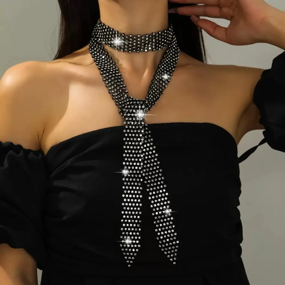 European and American accessories, personalized rhinestone mesh, trendy tie with diamond inlay, nightclub spicy girl tie, rhinestone glitter 130cm
European and American accessories, personalized rhinestone mesh, trendy tie with diamond inlay, nightclub spicy girl tie, rhinestone glitter 130cm