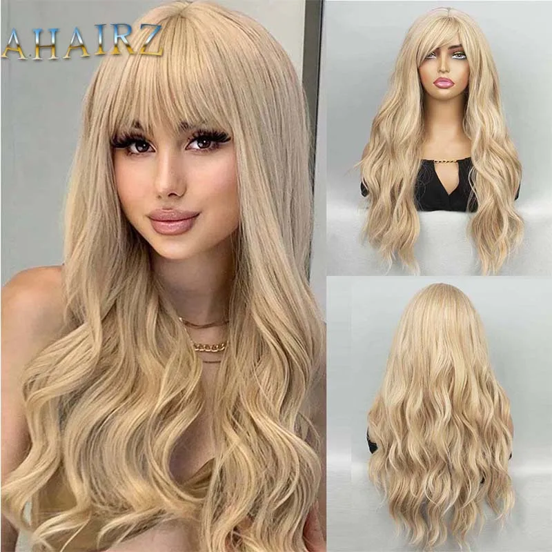 Blonde Wavy Synthetic Wig with Bangs Party Dresses for Women Natural Hair Daily Cosplay Heat Resistant Fiber Wig
Blonde Wavy Synthetic Wig with Bangs Party Dresses for Women Natural Hair Daily Cosplay Heat Resistant Fiber Wig
