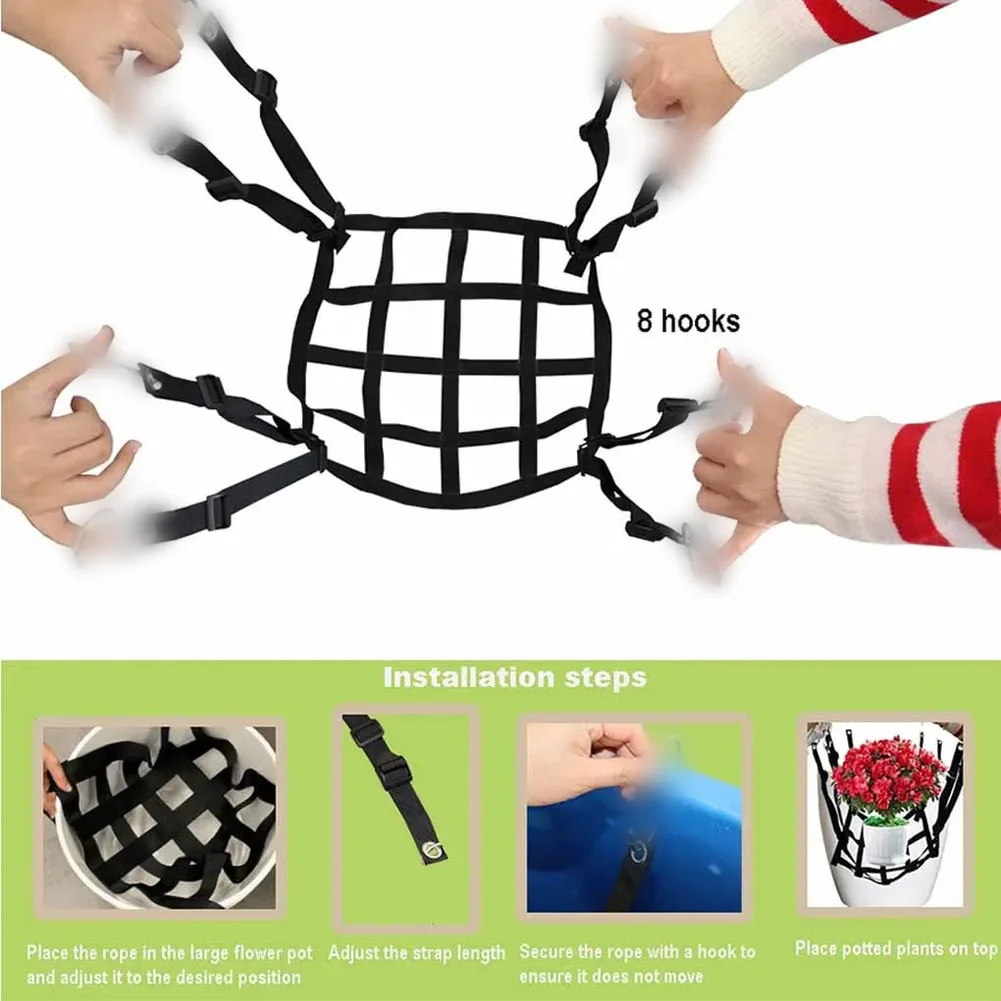 Adjustable Height Flower Pot Inserts Lift Insert Rope 8Hooks For Plant Flower Pots Containers Outdoor Flowerpot Storage Net
Adjustable Height Flower Pot Inserts Lift Insert Rope 8Hooks For Plant Flower Pots Containers Outdoor Flowerpot Storage Net