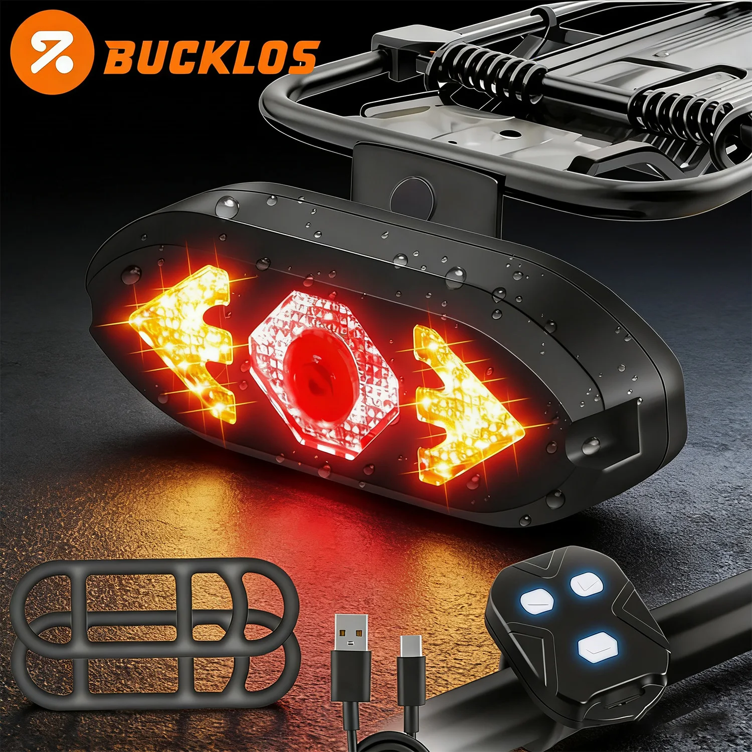 BUCKLOS Bike Turn Signal Tail Light USB Rechargeable Bicycle Taillights Wireless Remote Control Bicycle Rear Lights Lamp
BUCKLOS Bike Turn Signal Tail Light USB Rechargeable Bicycle Taillights Wireless Remote Control Bicycle Rear Lights Lamp
