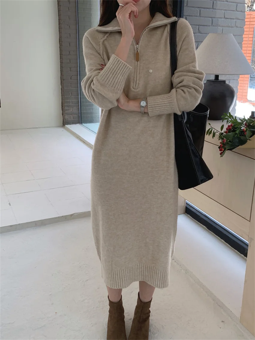 PLAMTEE Solid Sweaters Long Dress Women Loose Daily Knitted OL New Elegant Office Lady Winter Fashion Casual Straight Gentle
PLAMTEE Solid Sweaters Long Dress Women Loose Daily Knitted OL New Elegant Office Lady Winter Fashion Casual Straight Gentle
