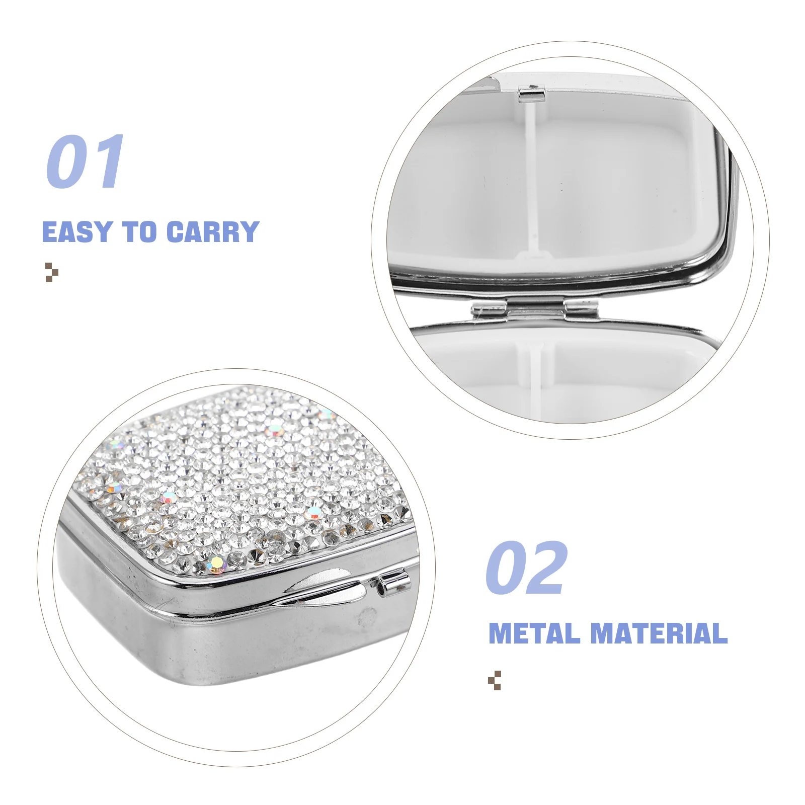 Portable Mini Pill Organizer with Elegant Rhinestone Compact Travel Medicine Case for Daily Use Pill Box for Vitamin Supplements
Portable Mini Pill Organizer with Elegant Rhinestone Compact Travel Medicine Case for Daily Use Pill Box for Vitamin Supplements
