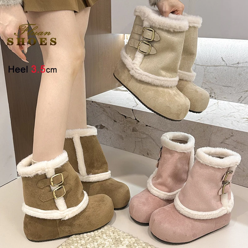 2025 New Vintage Autumn Winter Pink Women's Snow Boots Platform 3.5cm Round Toe Belt Buckle Short Plush Cotton Shoes Ankle Boots
2025 New Vintage Autumn Winter Pink Women's Snow Boots Platform 3.5cm Round Toe Belt Buckle Short Plush Cotton Shoes Ankle Boots