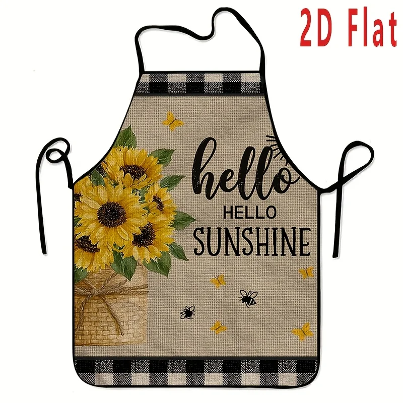 1 piece Sunflower and Bee "Hello Sunshine" apron - 2D flat print, 23.62X31.5 inches. Household kitchen items, washable and reusable. Ideal for cooking, baking, grilling, gardening and painting
1 piece Sunflower and Bee "Hello Sunshine" apron - 2D flat print, 23.62X31.5 inches. Household kitchen items, washable and reusable. Ideal for cooking, baking, grilling, gardening and painting