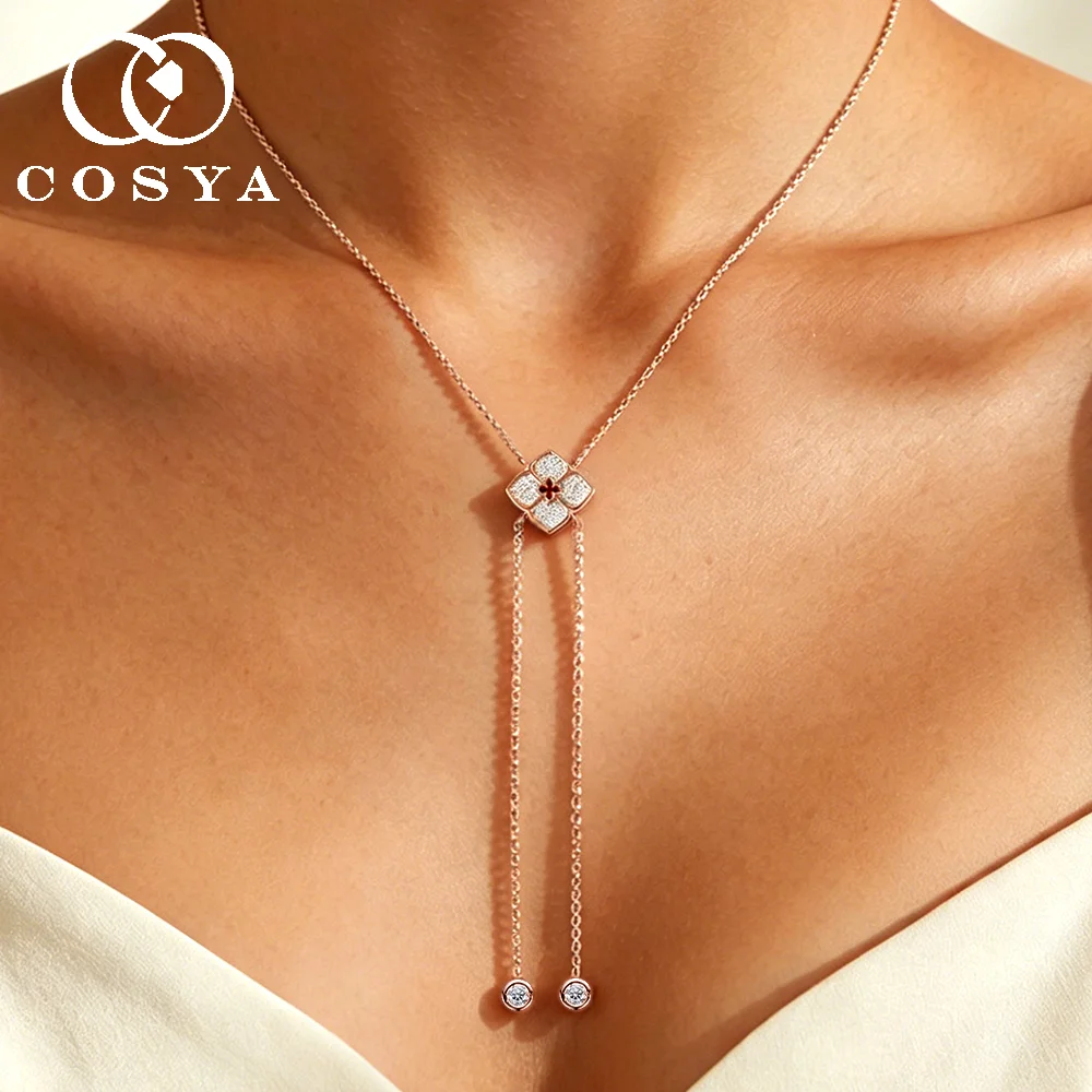 COSYA Full Moissanite Flower Necklaces For Women S925 Silver Sparkling Lab Diamond Long Tassel Y Chain Pendant Wedding Jewelry
COSYA Full Moissanite Flower Necklaces For Women S925 Silver Sparkling Lab Diamond Long Tassel Y Chain Pendant Wedding Jewelry