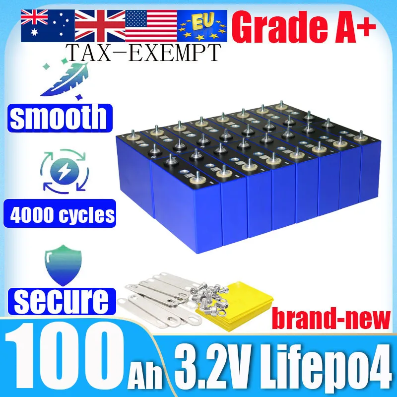 1-16pcs New LiFePO4 battery 3.2V 100ah Lithium Iron Phosphate Grade A DIY 12V 24V 48V 3C Marine RV EV rechargeable battery EU/US
1-16pcs New LiFePO4 battery 3.2V 100ah Lithium Iron Phosphate Grade A DIY 12V 24V 48V 3C Marine RV EV rechargeable battery EU/US
