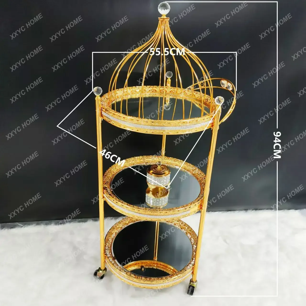 Five-star Hotel Crystal Column Metal Dining Car Triple Glass Golden Wedding Butterfly Dining Car Wine Truck
Five-star Hotel Crystal Column Metal Dining Car Triple Glass Golden Wedding Butterfly Dining Car Wine Truck
