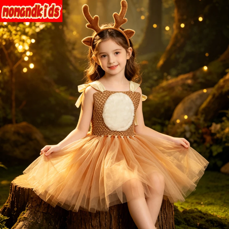 Xmas Themed Voluminous Mesh Dress with Deer Motif Lightweight Kids Party Gown for Winter Masquerade Holiday Role Play Fancy Wear
Xmas Themed Voluminous Mesh Dress with Deer Motif Lightweight Kids Party Gown for Winter Masquerade Holiday Role Play Fancy Wear