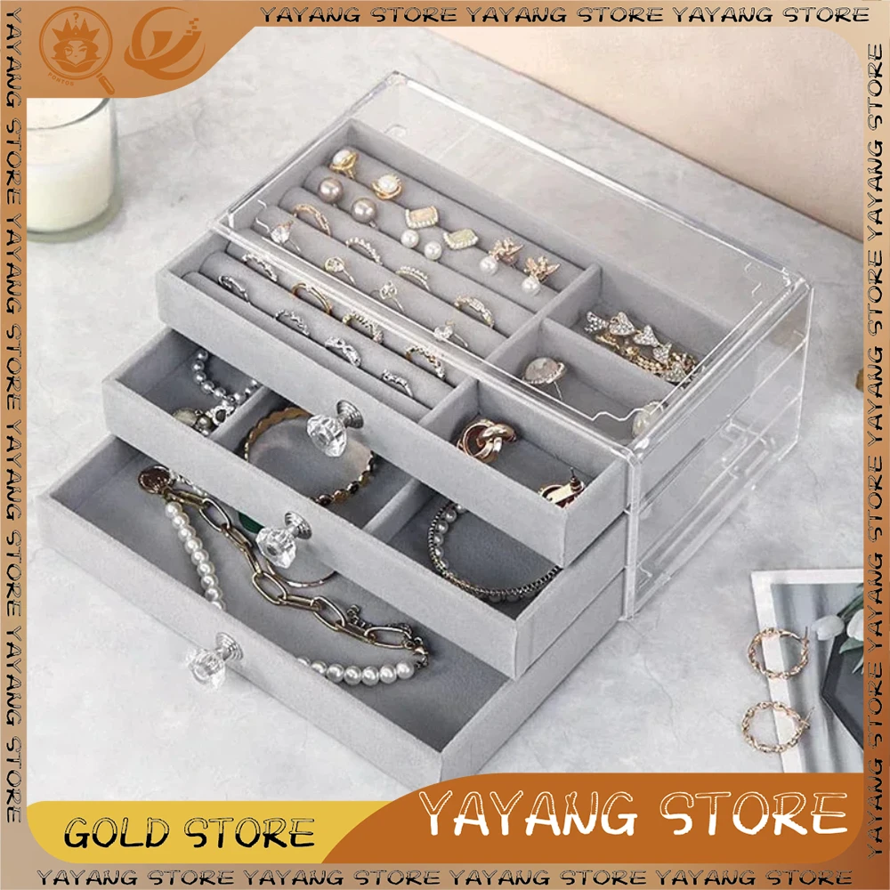 3-layer Jewelry Boxes Acrylic Velvet Drawers Stackable Earrings Necklace Bracelets Display Box Jewelry Accessories for Women
3-layer Jewelry Boxes Acrylic Velvet Drawers Stackable Earrings Necklace Bracelets Display Box Jewelry Accessories for Women