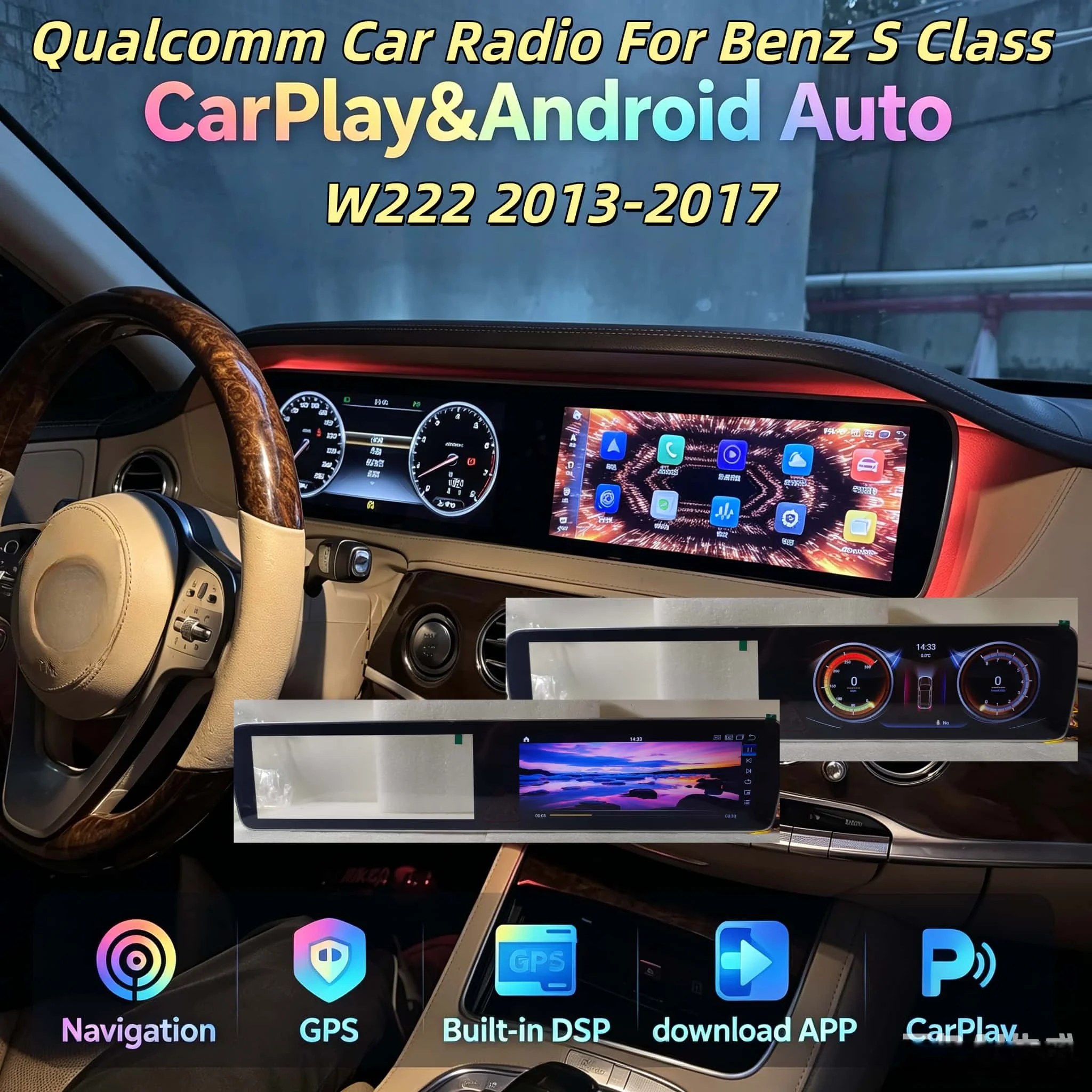 12.3 Inch For Mercedes-Benz S Class W222 2014-2017 Car Radio Android Auto Wireless Carplay Dual System GPS Navigation Car Tuning
12.3 Inch For Mercedes-Benz S Class W222 2014-2017 Car Radio Android Auto Wireless Carplay Dual System GPS Navigation Car Tuning