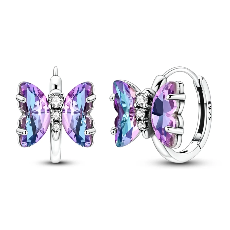 925 Sterling Silver Earrings Women Colorful Butterfly Hoop Earring For Anniversary Wedding Jewelry Gifts
925 Sterling Silver Earrings Women Colorful Butterfly Hoop Earring For Anniversary Wedding Jewelry Gifts