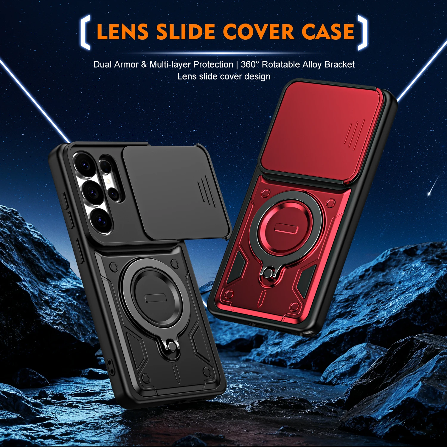 Rugged Armor Shockproof Case For Samsung Galaxy S26 Ultra S26+ 5G Slide Camera Lens Protection Rotatable Ring Stand Phone Cover
Rugged Armor Shockproof Case For Samsung Galaxy S26 Ultra S26+ 5G Slide Camera Lens Protection Rotatable Ring Stand Phone Cover
