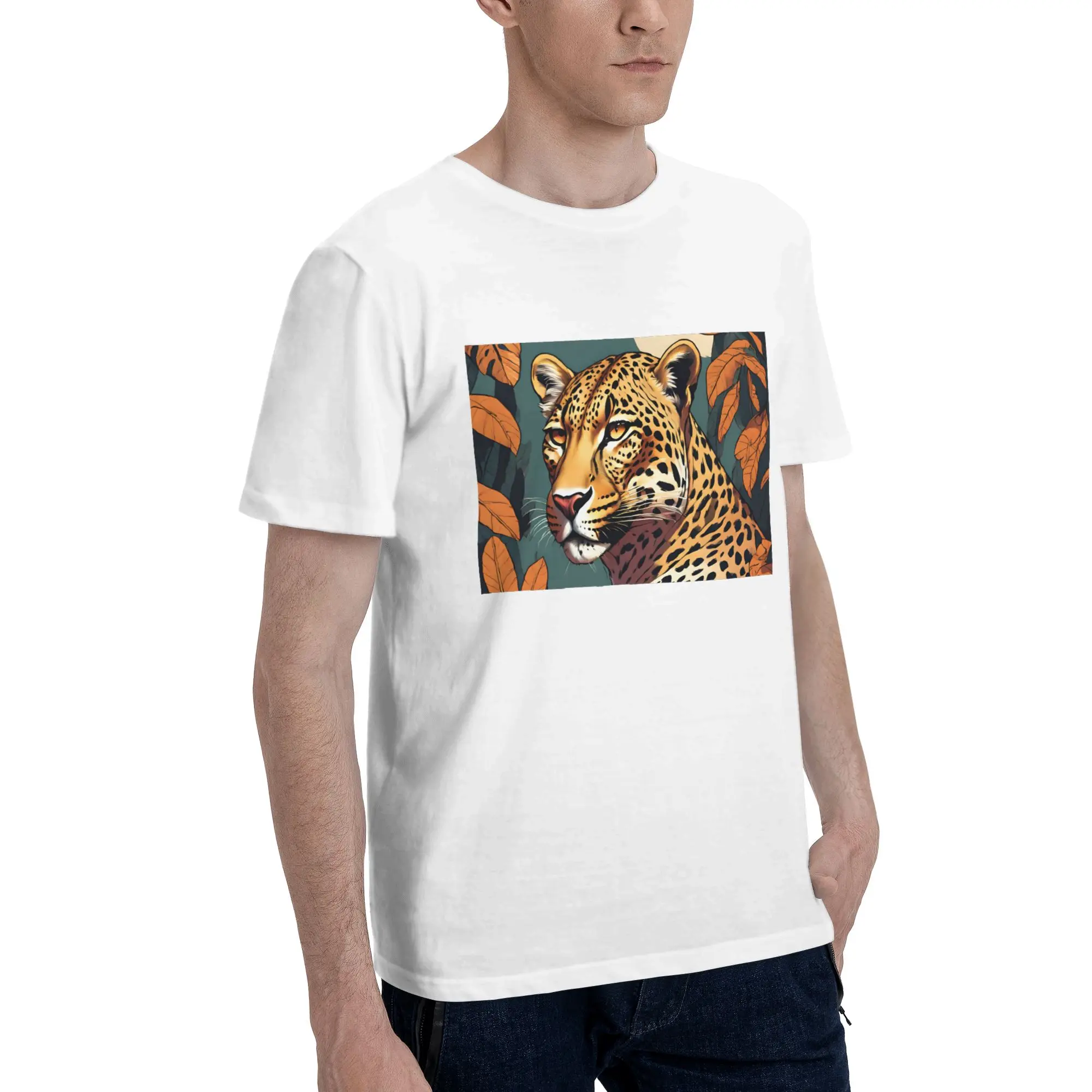 Мужская футболка с леопардовым принтом, большие футболки, мужские хлопковые футболки с круглым вырезом, короткие летние мужские футболки
Мужская футболка с леопардовым принтом, большие футболки, мужские хлопковые футболки с круглым вырезом, короткие летние мужские футболки