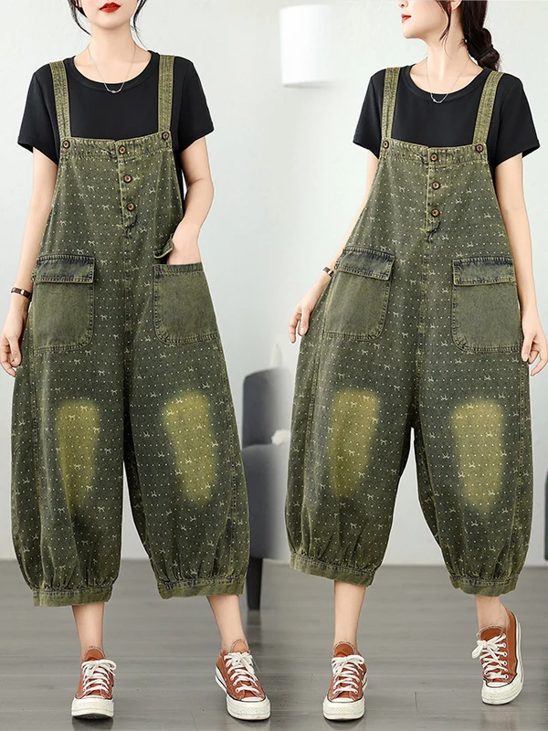 Summer Thin Printed Casual Denim Overalls Women plus Size Loose Slimming Nine Points Harlan Pants High Waist Wide Leg Jeans
Summer Thin Printed Casual Denim Overalls Women plus Size Loose Slimming Nine Points Harlan Pants High Waist Wide Leg Jeans