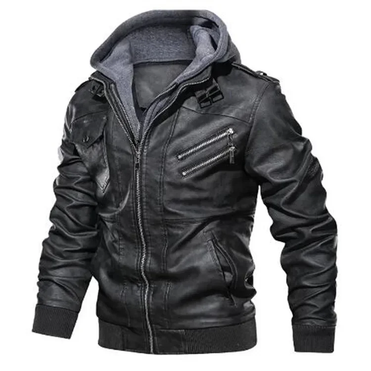 Slim Casual Leather Coats New Fashion Male Street Wear 5XL Motorcycle Leather Jackets Hat Detachable Men Hooded Leather Jackets
Slim Casual Leather Coats New Fashion Male Street Wear 5XL Motorcycle Leather Jackets Hat Detachable Men Hooded Leather Jackets