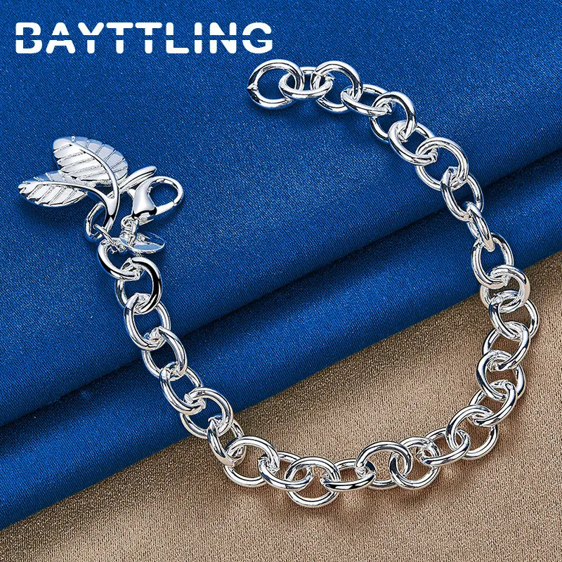 BAYTTLING Charm 925 Sterling Silver Leaf Pendant Bracelet For Women Wedding Party Girlfriend Fashion Jewelry Accessories
BAYTTLING Charm 925 Sterling Silver Leaf Pendant Bracelet For Women Wedding Party Girlfriend Fashion Jewelry Accessories