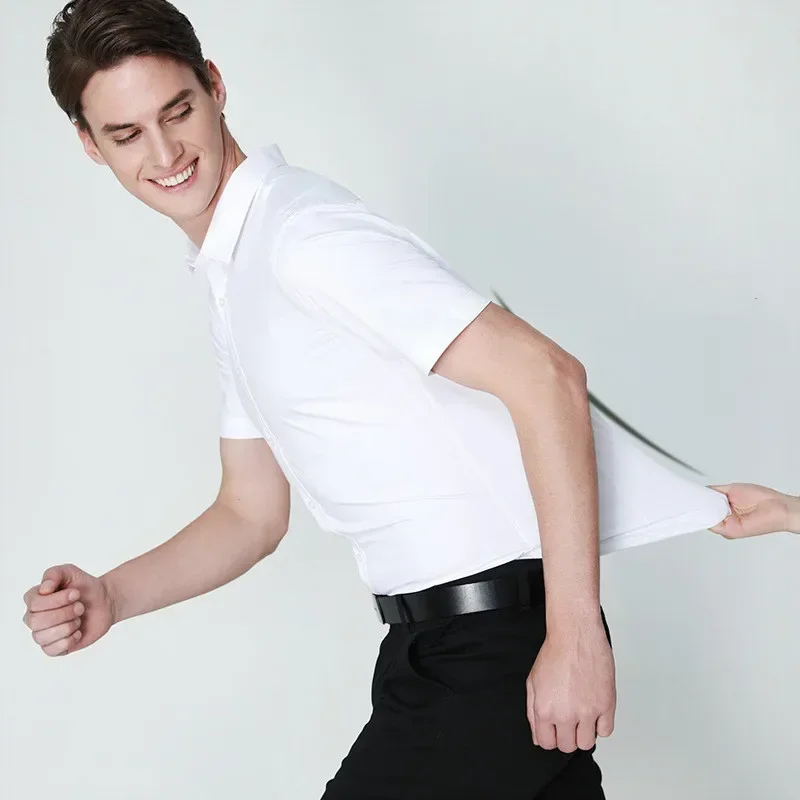 Men Short Sleeve Dress Shirt Summer Non-iron Solid Color Basic Business Formal Stretch Soft Wrinkle-resistant Casual Office Tops
Men Short Sleeve Dress Shirt Summer Non-iron Solid Color Basic Business Formal Stretch Soft Wrinkle-resistant Casual Office Tops