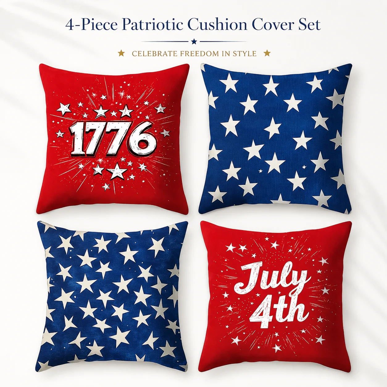 4 Pcs 2D Flat Printed Patriotic Cushion Covers July 4th Independence Day Peach Skin Pillowcase Set Room Decor Sofa Coussin
4 Pcs 2D Flat Printed Patriotic Cushion Covers July 4th Independence Day Peach Skin Pillowcase Set Room Decor Sofa Coussin