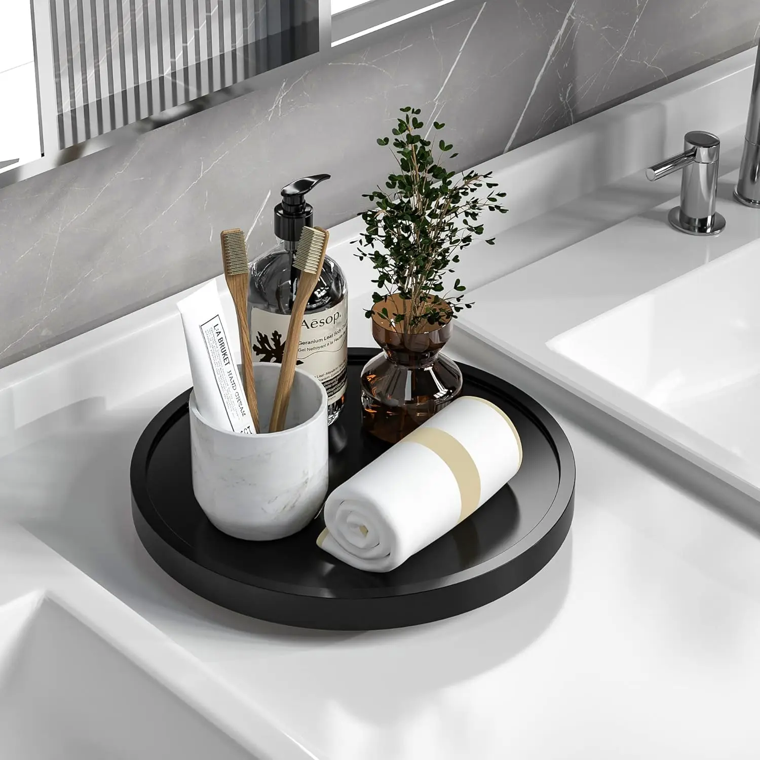 10 Inch Bamboo Turntable Vanity Tray for Perfume Candle and Soap - Kitchen Sink Countertop Organizer with Smooth Rotation and
10 Inch Bamboo Turntable Vanity Tray for Perfume Candle and Soap - Kitchen Sink Countertop Organizer with Smooth Rotation and