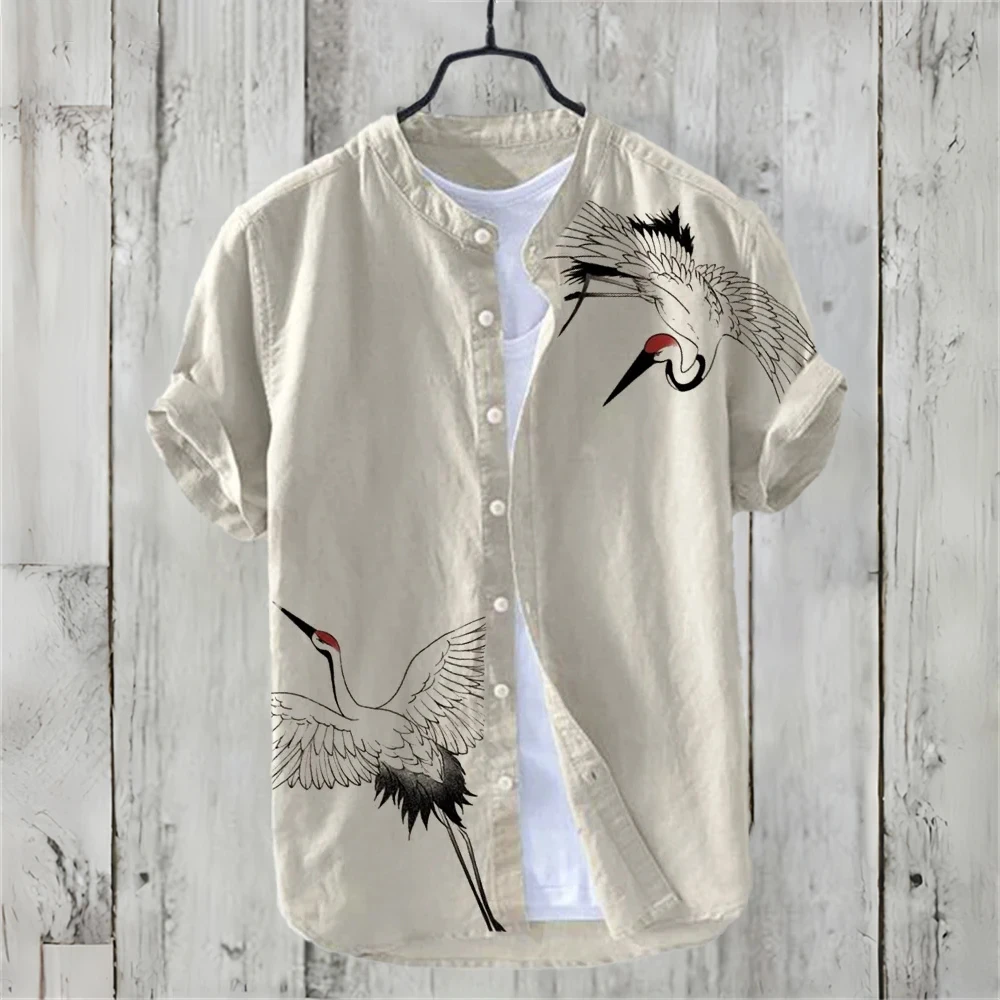 Retro Chinese men's short-sleeved shirt with print linen blended clothing fashion casual handsome men's off-shelf Hawaiian tops
Retro Chinese men's short-sleeved shirt with print linen blended clothing fashion casual handsome men's off-shelf Hawaiian tops