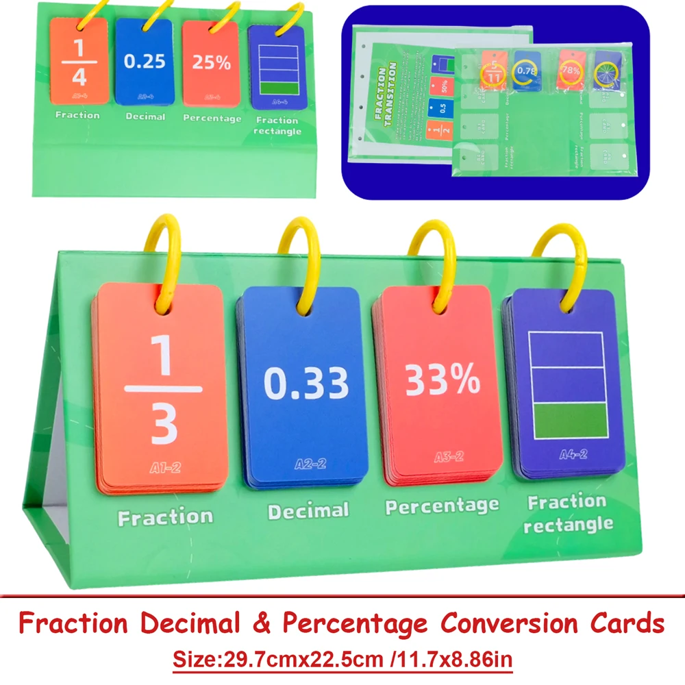 Fractions Decimals Percentage Educational Math Cards Equivalent Fractions Decimal Percent Values & Conversion Teaching Tools
Fractions Decimals Percentage Educational Math Cards Equivalent Fractions Decimal Percent Values & Conversion Teaching Tools
