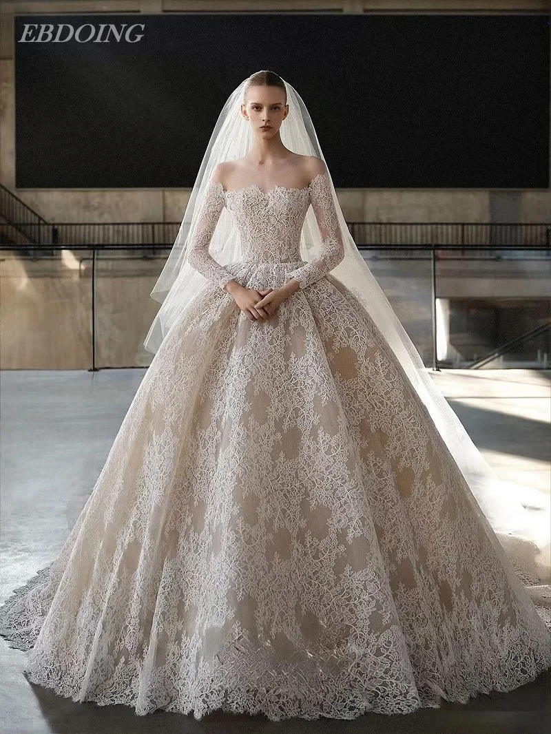 EBDOING Ball Gown Wedding Dresses Lace Boat Neck Neckline Off The Shoulder Customized Bride Gowns
EBDOING Ball Gown Wedding Dresses Lace Boat Neck Neckline Off The Shoulder Customized Bride Gowns